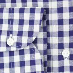 Luigi Borrelli Navy Blue Check Cotton Shirt - Extra Slim - (270) - Parent