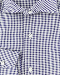 Luigi Borrelli Navy Blue Micro-Check Shirt - Slim - (182) - Parent