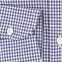 Luigi Borrelli Navy Blue Micro-Check Shirt - Slim - (182) - Parent