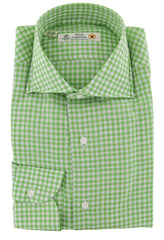 Luigi Borrelli Green Check Cotton Dress Shirt - Slim - 15/38 (8N)