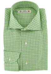 Luigi Borrelli Green Check Cotton Dress Shirt - Extra Slim - 15/38 (8N)