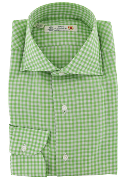 Luigi Borrelli Green Check Cotton Dress Shirt - Slim - (8N) - Parent