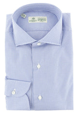 Luigi Borrelli Light Blue Micro-Check Shirt - Slim - (185) - Parent