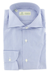 Luigi Borrelli Light Blue Micro-Check Shirt - Slim - 15/38 - (235)