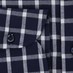Luigi Borrelli Navy Blue Check Dress Shirt - Extra Slim - (8K) - Parent