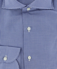 Luigi Borrelli Navy Blue Micro-Check Shirt - Extra Slim - (8U) - Parent