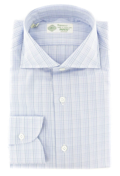 Luigi Borrelli Light Blue Plaid Cotton Shirt - Slim - (184) - Parent
