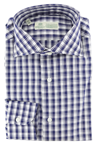 Luigi Borrelli Navy Blue Plaid Cotton Shirt - Extra Slim - (278) - Parent
