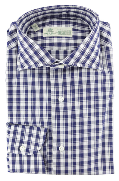 Luigi Borrelli Navy Blue Plaid Cotton Shirt - Slim - (278) - Parent