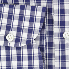Luigi Borrelli Navy Blue Plaid Cotton Shirt - Extra Slim - (278) - Parent
