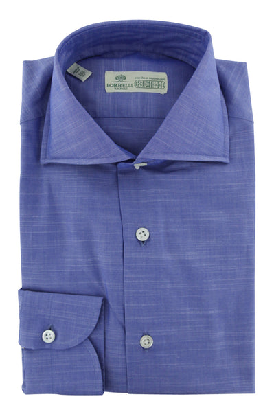 Luigi Borrelli Blue Melange Dress Shirt - Slim - (83) - Parent