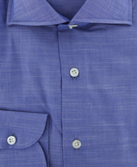 Luigi Borrelli Blue Melange Dress Shirt - Slim - (83) - Parent