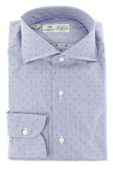 Luigi Borrelli Blue Polka Dot Cotton Shirt - Slim - 14.5/37 - (183)
