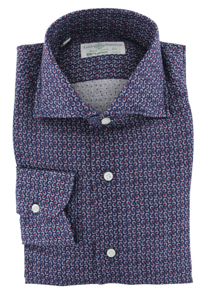 Luigi Borrelli Navy Blue Linen Dress Shirt - Slim - (106) - Parent