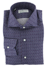 Luigi Borrelli Navy Blue Linen Dress Shirt - Slim - 14.5/37 - (106)