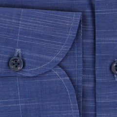 Luigi Borrelli Navy Blue Melange Dress Shirt - Extra Slim - (8T) - Parent