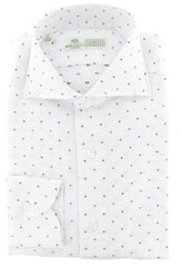 Luigi Borrelli Blue Polka Dot Cotton Shirt - Extra Slim - 15.75/40 - (272)