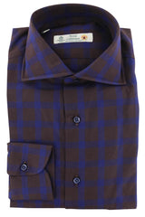 Luigi Borrelli Dark Brown Window Pane Shirt - Slim - 16/41 - (269)