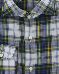 Luigi Borrelli Dark Blue Plaid Linen Dress Shirt - X Slim - (103) - Parent