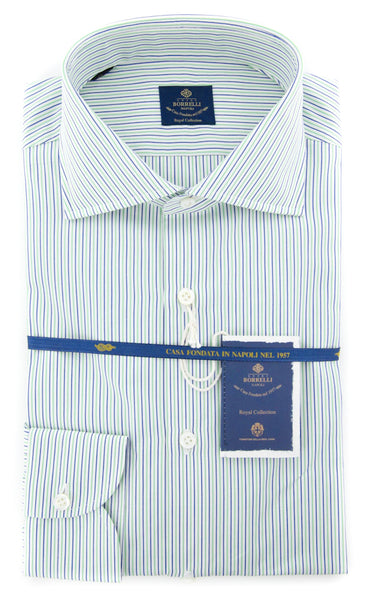 Luigi Borrelli Green Striped Shirt - (EV06100150ACHILLE) - Parent
