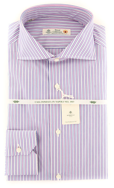 Luigi Borrelli Pink Striped Shirt - Slim - (201803228) - Parent