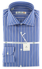 Borrelli Blue Striped Shirt - Slim - 14.5/37 - (2018032127)