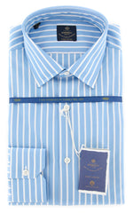 Luigi Borrelli Light Blue Striped Shirt - 17/43 - (EV061529SEVERO)
