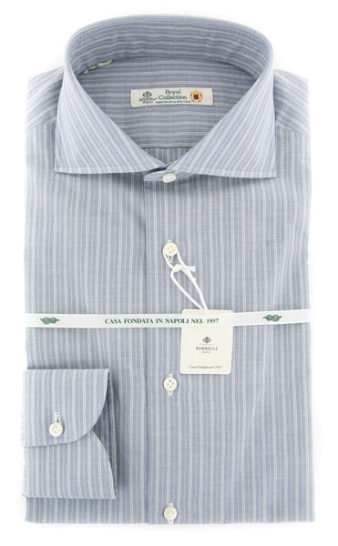 Luigi Borrelli Blue Striped Shirt - Slim - (2018032216) - Parent