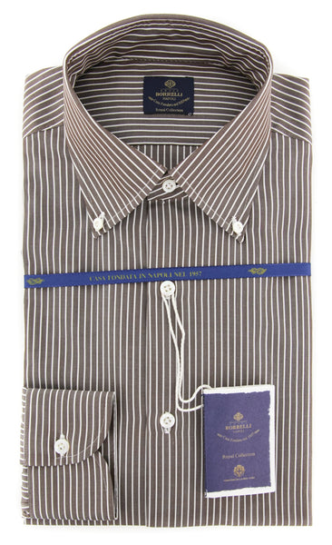 Luigi Borrelli Brown Striped Shirt - (EV064006060STEFANO) - Parent