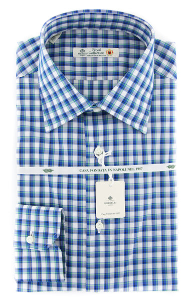 Luigi Borrelli Blue Check Shirt - Slim - (EV06-QUINTO) - Parent