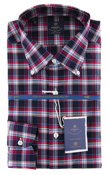 Luigi Borrelli Navy Blue Plaid Shirt - (EV0657580STEFANO) - Parent