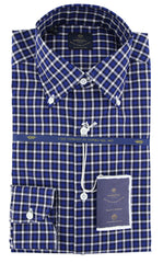 Luigi Borrelli Blue Plaid Shirt - Extra Slim - 15/38 - (EV06RC80370)