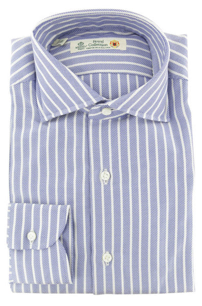 Luigi Borrelli Blue Herringbone Cotton Shirt - Extra Slim - (264) - Parent