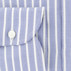 Luigi Borrelli Blue Herringbone Cotton Shirt - Extra Slim - (264) - Parent