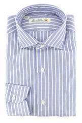 Luigi Borrelli Blue Herringbone Cotton Shirt - Slim - (262) - Parent
