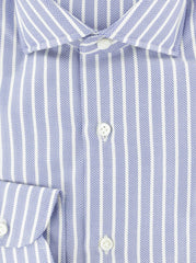 Luigi Borrelli Blue Herringbone Cotton Shirt - Slim - (262) - Parent