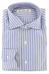 Luigi Borrelli Blue Herringbone Cotton Shirt - Slim - 17/43 (267)
