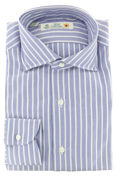 Luigi Borrelli Blue Herringbone Cotton Shirt - Slim - (267) - Parent