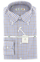 Luigi Borrelli Brown Check Shirt - Extra Slim - 14.5/37 - (201803223)