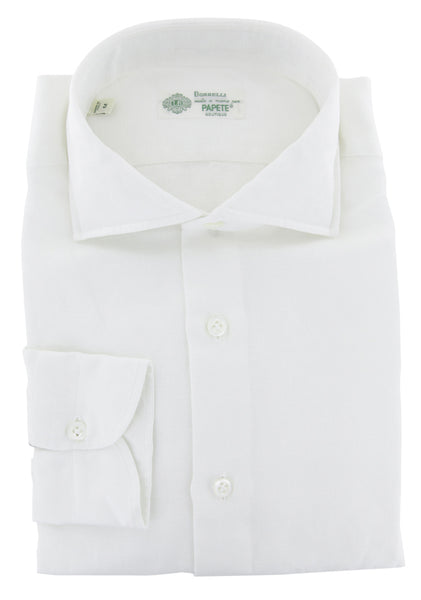 Luigi Borrelli White Solid Dress Shirt - Slim - (9T) - Parent