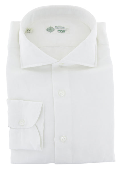Luigi Borrelli White Solid Dress Shirt - Extra Slim - (9T) - Parent