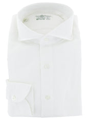 Luigi Borrelli White Solid Cotton Blend Dress Shirt - Slim - (9U) - Parent