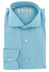 Luigi Borrelli Turquoise Melange Cotton Shirt - Slim - 15.5/39 (309)