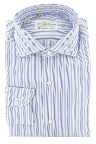 Luigi Borrelli Light Blue Striped Cotton Shirt - Extra Slim - (226) - Parent