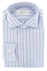 Luigi Borrelli Light Blue Striped Cotton Shirt - Extra Slim - (226) - Parent