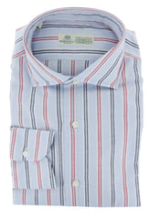 Luigi Borrelli Light Blue Striped Dress Shirt - Slim - (9X) - Parent