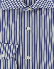 Luigi Borrelli Navy Blue Striped Dress Shirt - Slim - (8Y) - Parent