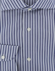 Luigi Borrelli Navy Blue Striped Dress Shirt - Extra Slim - (8Y) - Parent