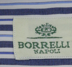 Luigi Borrelli Navy Blue Striped Dress Shirt - Slim - (8Y) - Parent