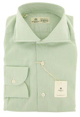 Luigi Borrelli Green Striped Cotton Shirt - Extra Slim - 14.5/37 - (ZO)